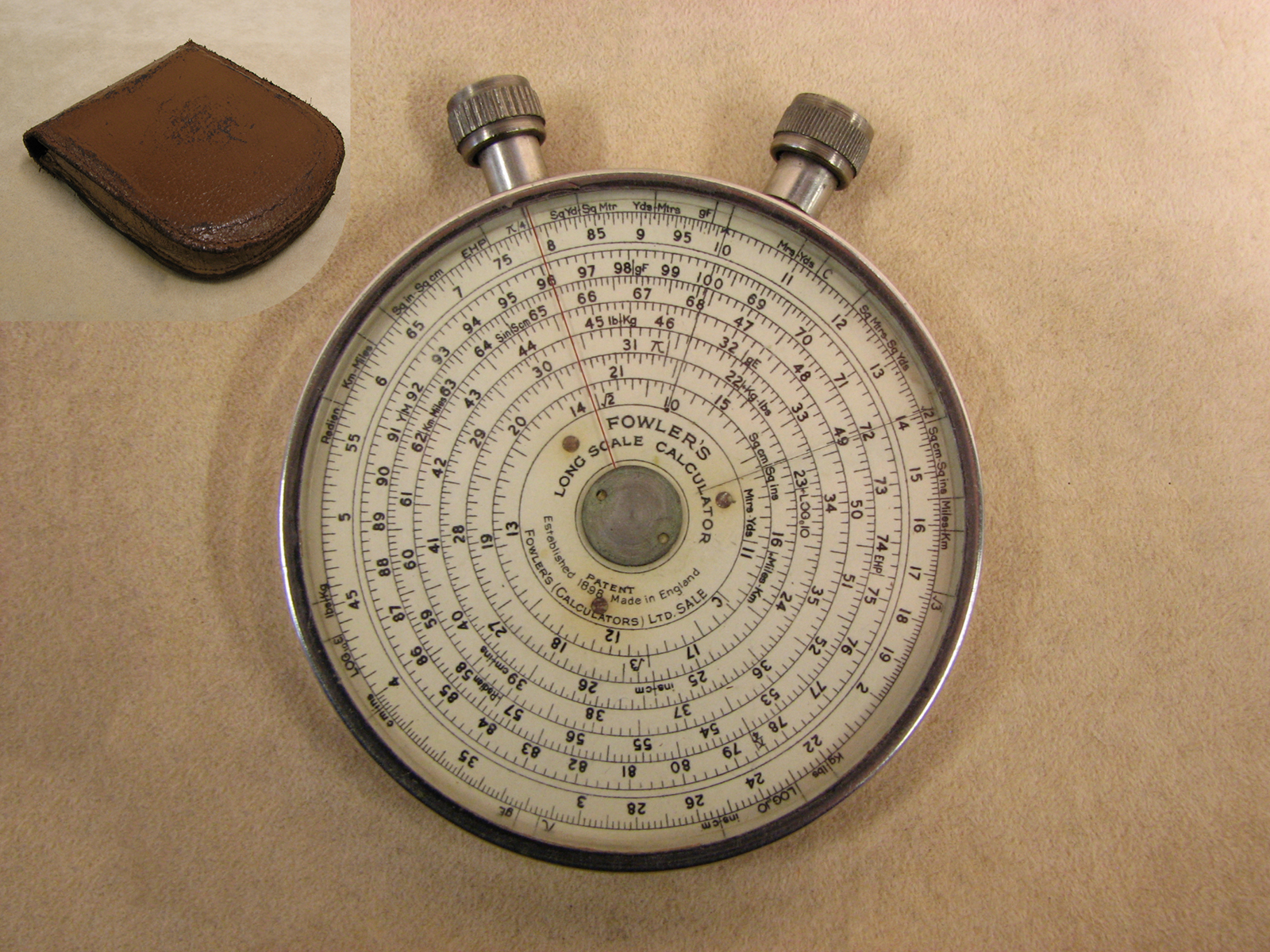 Fowler's double sided Long Scale Calculator with case